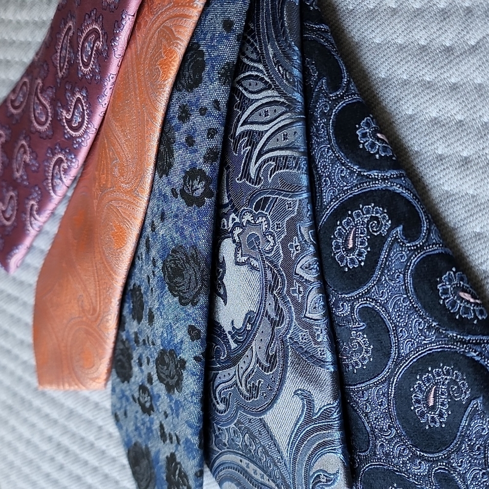 5x Floral Blue Orange Pink ties
